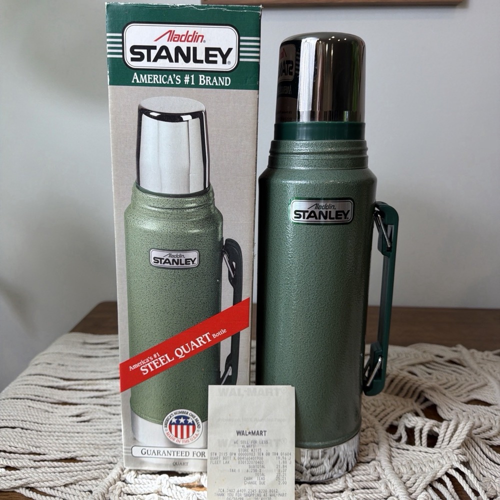 VTG Aladdin Stanley Steel Quart Thermos Box Original Receipt Lifetime Guarantee
